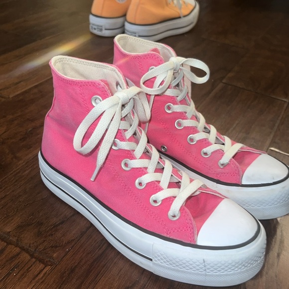 Converse Allstar Chuck Taylor hightop platform sneakers pink & white shoes 6.5 - Picture 9 of 15